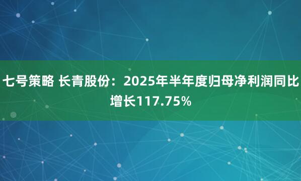 七号策略 长青股份：2025年半年度归母净利润同比增长117.75%