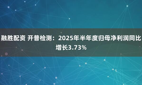 融胜配资 开普检测：2025年半年度归母净利润同比增长3.73%