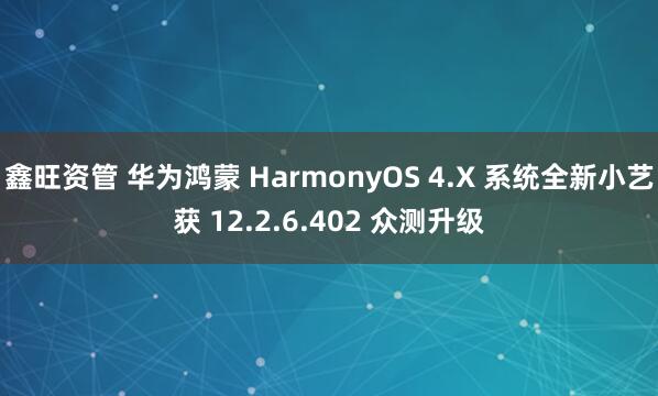鑫旺资管 华为鸿蒙 HarmonyOS 4.X 系统全新小艺获 12.2.6.402 众测升级